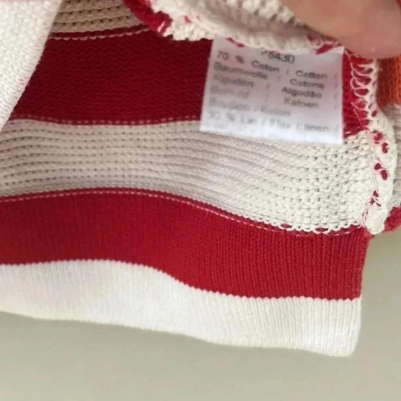 [34/S]Lacoste Red/Pink Mixed Colours Linen Blend Knit Mid Sleeve Scoop  Sweater - Picture 7 of 10
